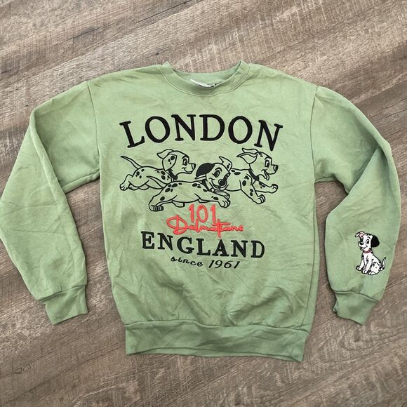 101 Dalmatians Pullover Sweater London England Green Size XS Embroidered - Picture 4 of 8